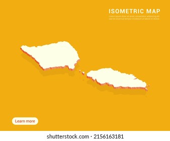 Samoa mapea blanco sobre fondo amarillo con 3d ilustración vectorial isométrica.