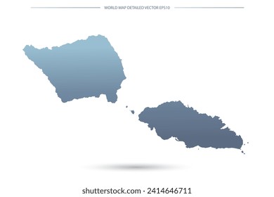 Samoa Map - World Map International vector template with High detailed including grey and blue gradient color and white outline color isolated on white background - Vector illustration eps 10