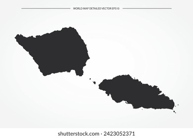 Samoa Map - World Map International vector template with High detailed with black and white outline color isolated on white background - Vector illustration eps 10