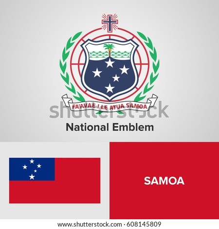 Samoa National Emblem and flag 