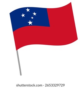 Bandeira nacional de Samoa flutters with flagpole