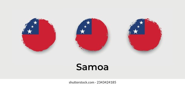 Samoa national flag grunge circle round shape bubble vector icon illustration