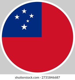 Ilustración vectorial nacional de la bandera de Samoa en forma de círculo, diseño de alta calidad