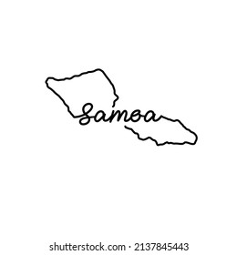 Samoa outline map with the handwritten country name. Continuous line drawing of patriotic home sign. A love for a small homeland. T-shirt print idea. Vector illustration.