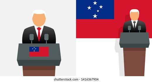 Samoa prime minister and flag