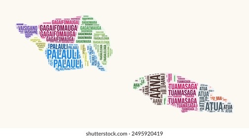 Samoa regions word cloud. Country logo design. Regions typography style vector image. Samoa colored text cloud. Amazing vector illustration.