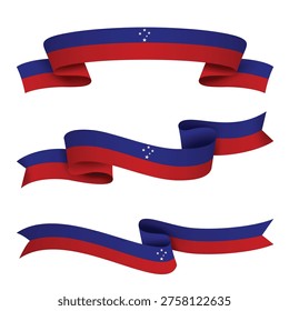 SAMOA Ribbon Flag Set, SAMOA National Flag Banner Collection with Wavy Ribbon Design