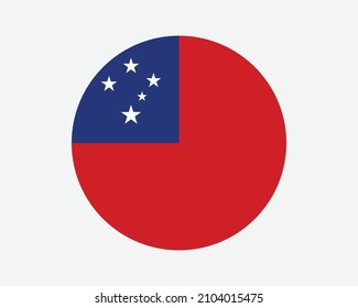 Samoa Round Country Flag. Samoan Circle National Flag. Independent State of Samoa Circular Shape Button Banner. EPS Vector Illustration.