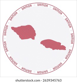 Samoa round logo design. Country shape built of rings. Samoa text around the country. Vector illustration.
