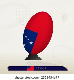 Samoa Rugby Ball on Rugby Kicking Tees with Modern Design. Illustration perfect for sports, national pride, and rugby-related projects.