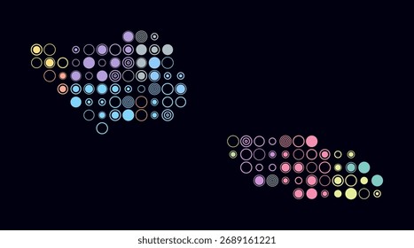 Samoa, a forma do país, a construção de células coloridas. Mapa de estilo digital da Samoa em fundo escuro. Blocos circulares de tamanho grande. Incrível ilustração vetorial.