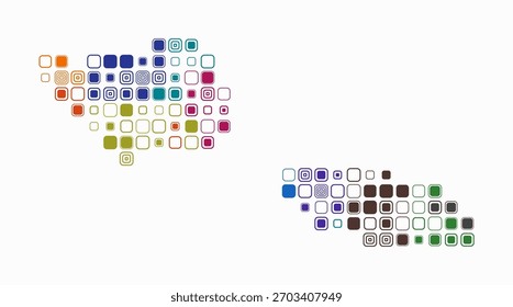 Samoa, forma de la construcción del país de células de color. Mapa de estilo digital de la Samoa sobre fondo blanco. Bloques cuadrados redondeados de tamaño Grande. Ilustración vectorial simple.