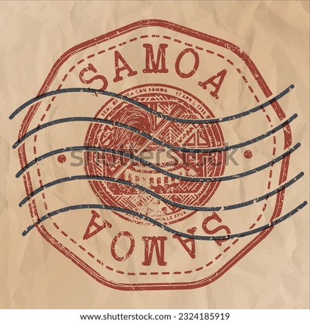 Samoa Stamp Travel Passport. Design Retro Symbol Country. Old Vintage Postmark.