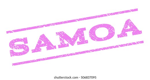 Samoa watermark stamp. Text tag between parallel lines with grunge design style. Rubber seal stamp with dirty texture. Vector violet color ink imprint on a white background.