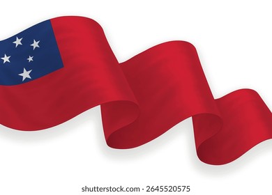 Samoa waving flag with bright colors on clean background