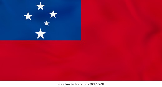 Samoa waving flag. Samoa national flag background texture. Vector illustration.