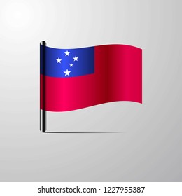 Samoa waving Shiny Flag design vector