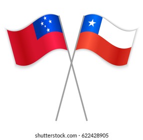 Samoan and Chilean crossed flags. Samoa combined with Chile isolated on white. Language learning, international business or travel concept.