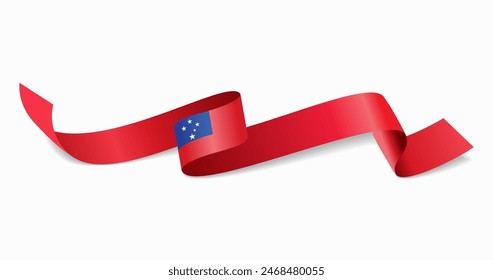 Fondo abstracto ondulado de la bandera samoana. Ilustración vectorial.