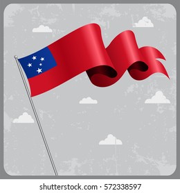 Samoan flag wavy abstract background. Vector illustration.