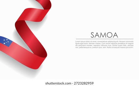 Cinta ondulada de la bandera de Samoa, que simboliza el orgullo nacional, ideal para temas de diseño patriótico o cultural. Ilustración vectorial.