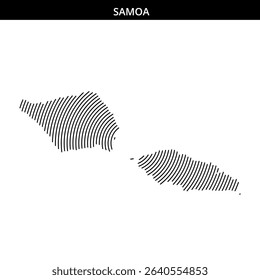 Samoan islands represented with curved lines and patterns.