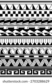 Samoan Marquesan Folk Patrón tribal Island Ornamentos étnicos del tatuaje Fondo de pantalla de arte Textura de fondo blanco y negro