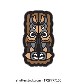 Samoan style mask. Polynesian style tiki. Isolated. Vector illustration