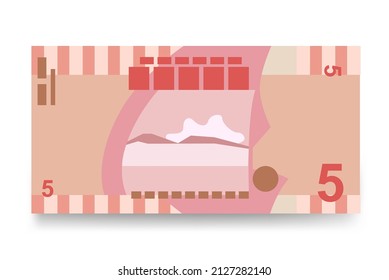 Samoan Tala Vector Illustration. Samoa money set bundle banknotes. Paper money 5 WST. Flat style. Isolated on white background. Simple minimal design.