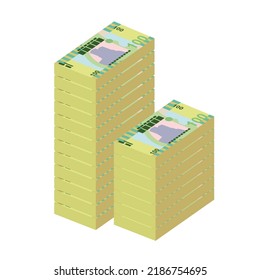 Ilustración del vector Tala de Samoan. Billetes de la colección de billetes de Samoa. Dinero en papel 100 WST. Estilo plano. Aislado sobre fondo blanco. Diseño sencillo y mínimo.