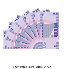 Ilustración del vector Tala de Samoan. Billetes de la colección de billetes de Samoa. Dinero en papel 50 WST. Estilo plano. Aislado sobre fondo blanco. Diseño sencillo y mínimo.