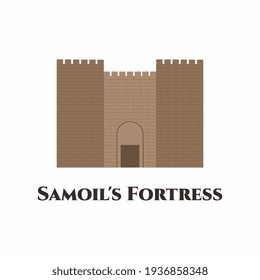 Samoil's Fortress cartoon flat element. A fortress in the old town of Ohrid, North Macedonia. This place is really beautiful, with a great view to the lake and the town. Recommended for tourist visit