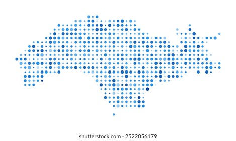 Mapa de Samos Dot. Forma de estilo digital de isla. Imagen del Vector de Samos. Puntos circulares azules en forma de isla. Ilustración vectorial moderna.