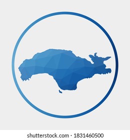 Samos icon. Polygonal map of the island in gradient ring. Round low poly Samos sign. Vector illustration.