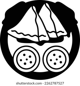 Samosa with chutni and chilies Concept vector outline icon design, Asian Cuisines symbol, Most Popular Dishes Sign, Street Foods stock illustration