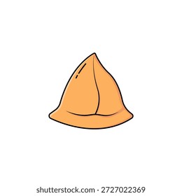 Icono plano de Samosa Ilustración de bocadillo de comida callejera india de Vector