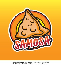 Samosa food logo in circle frame