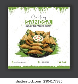 Samosa food social media template design