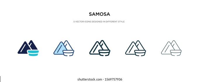 samosa icon in different style vector illustration. two colored and black samosa vector icons designed in filled, outline, line and stroke style can be used for web, mobile, ui