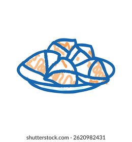 samosa indian cozinha ícone doodle esboço vetor. sinal de cozinha indiana samosa. ilustração de símbolo isolado