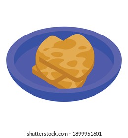 Samosa indianisches Gericht Ikone. Isometrisch aus Samosa indianischer Schüssel, Vektorsymbol für Webdesign einzeln auf weißem Hintergrund