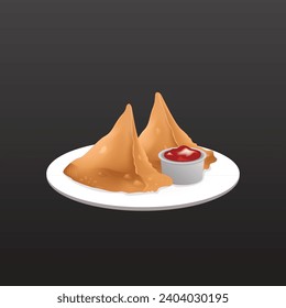 Samosa indian food premium vector illustration