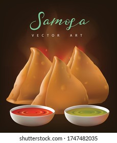 Samosa Indian Snacks Vector Illustration 