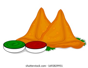 Samosa indian Street Food Vector