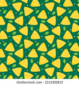 Samosa pattern background. Samosa, indian baked savory pastry vector pattern backgrounds.