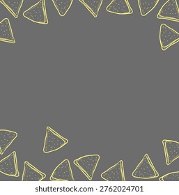Samosa Pattern Design. Frame Indian Snack Illustration. Crispy Fried Pastry Motif. Handdrawn Street Food Style.
