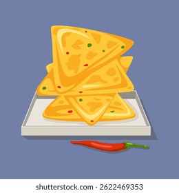 samosa com ilustração minimalista Red chili vetor