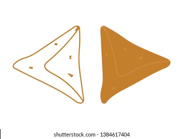 Samosa shop logo, Indian or Pakistani spicy snacks, Traditional ramadan dinner - Vector