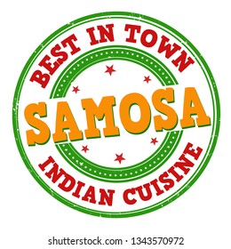 Samosa sign or stamp on white background, vector illustration