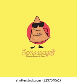 Samosa swag tastiest samosa in town bar vector logo design.